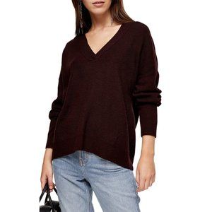 NWT Topshop Ribbed Sweater Burgundy 8 10 M
